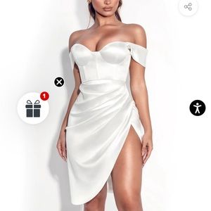 Hedy White Satin Corset Dress in White